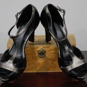 Text Originals 725 High Heel Black And Grey Open Toe Size 8